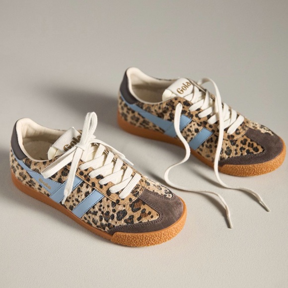 Gola Elon Leopard Print Sneakers with Blue Stripes exclusive for Anthropologie - Picture 2 of 6